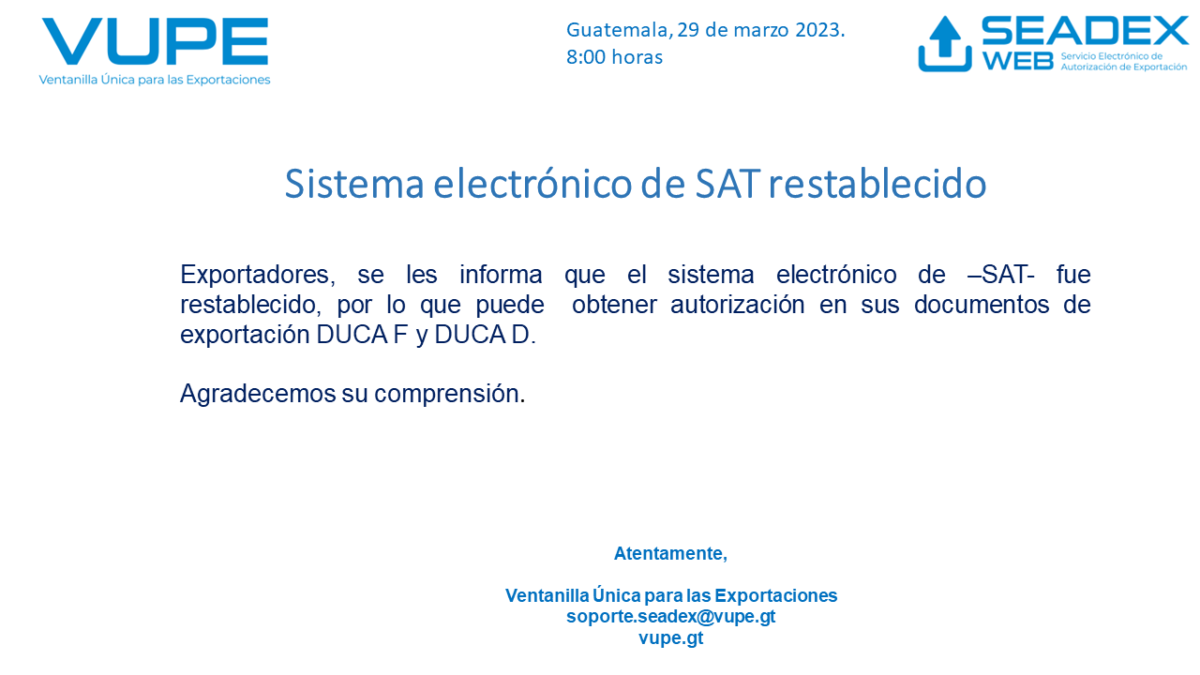 Sistema Electr Nico De Sat Restablecido Vupe