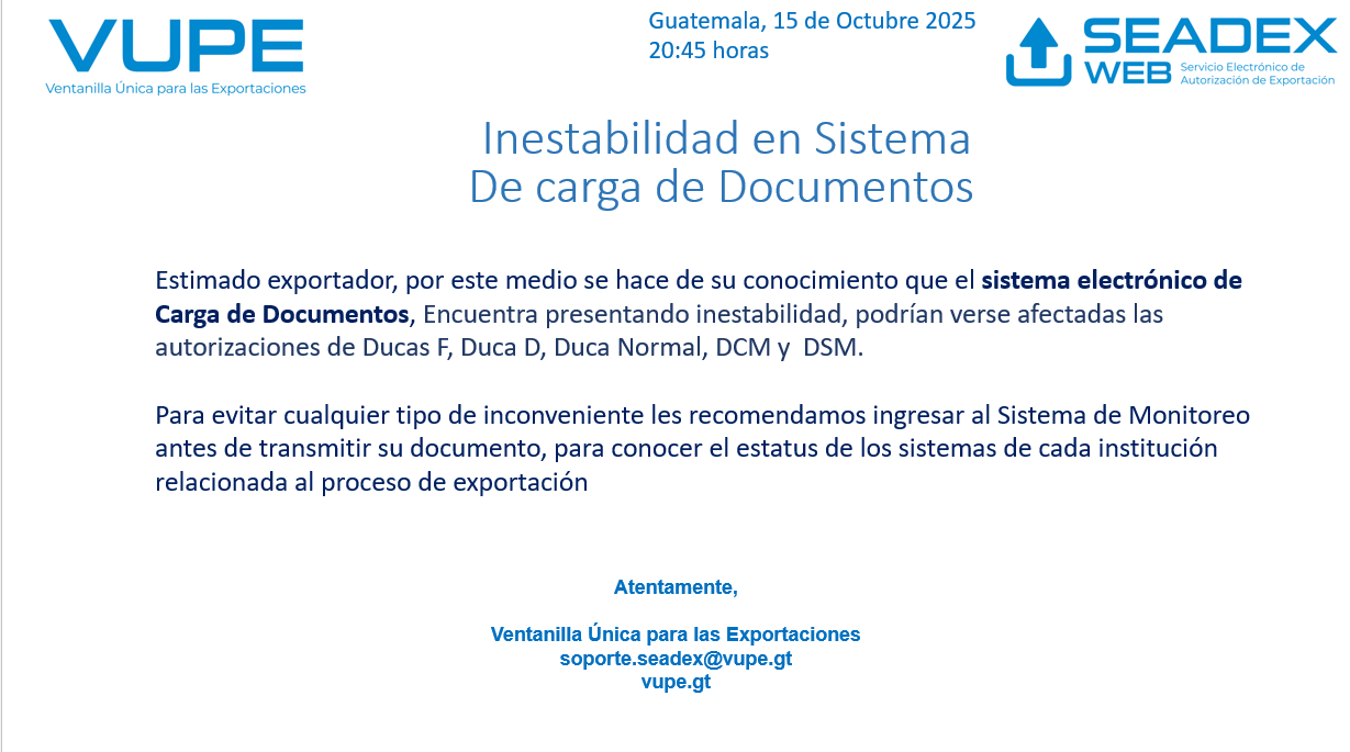 Inestabilidad en Sistema carga de documentos