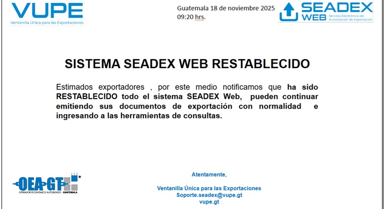 Restablecido SEADEX