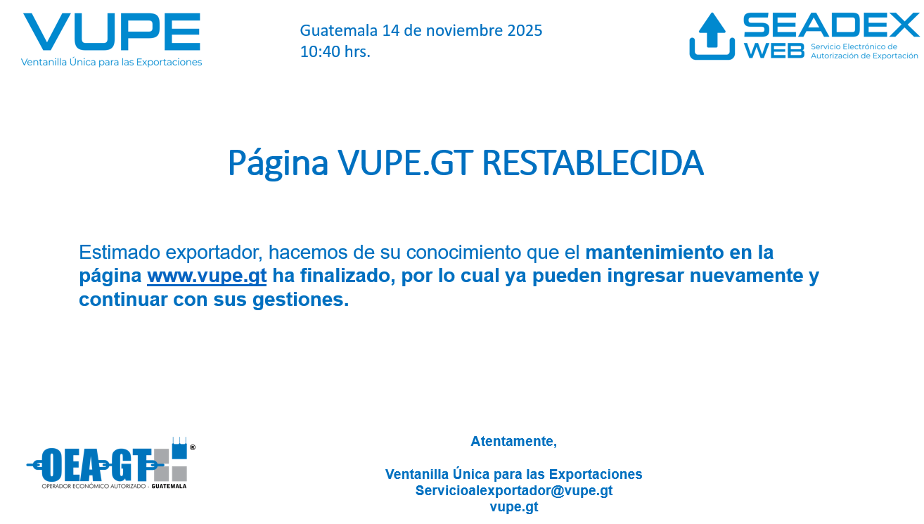 vupe retablecido