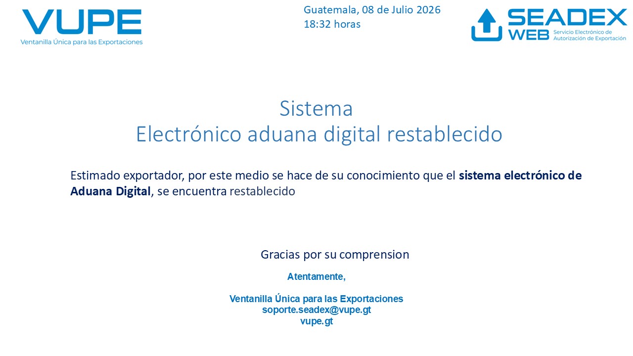 ADUANA DIGITAL RESTABLECIDO